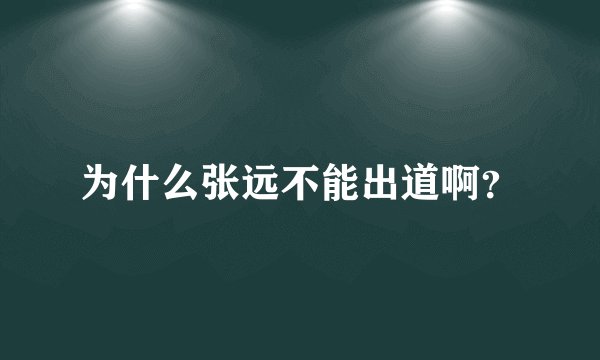 为什么张远不能出道啊？