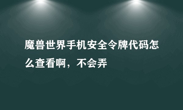 魔兽世界手机安全令牌代码怎么查看啊,不会弄