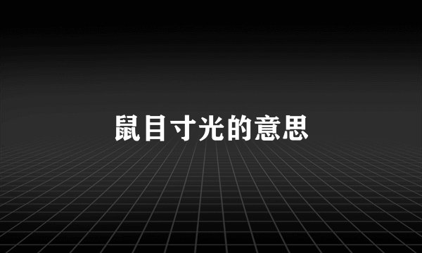 鼠目寸光的意思