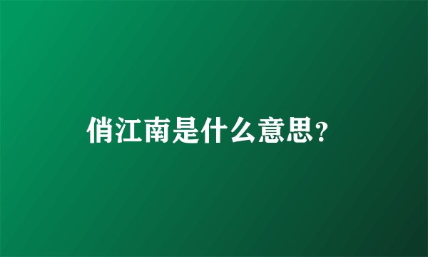 俏江南是什么意思？