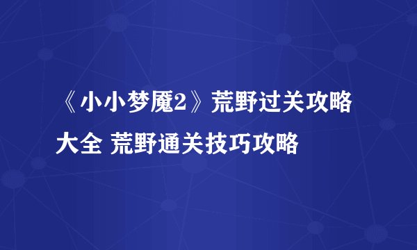 《小小梦魇2》荒野过关攻略大全 荒野通关技巧攻略