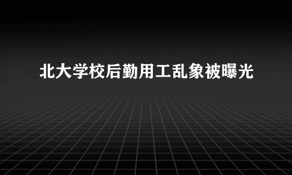 北大学校后勤用工乱象被曝光
