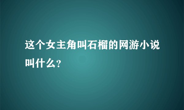 这个女主角叫石榴的网游小说叫什么？