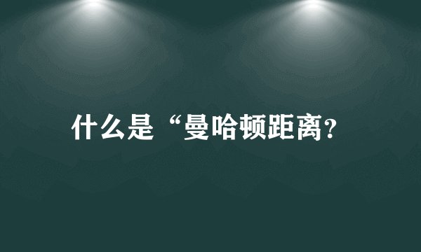 什么是“曼哈顿距离？