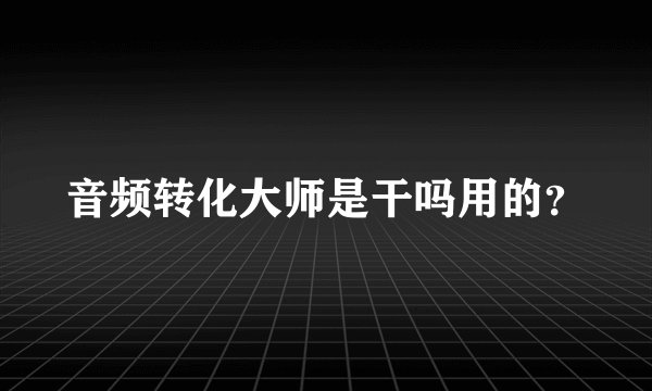 音频转化大师是干吗用的？