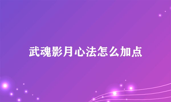 武魂影月心法怎么加点