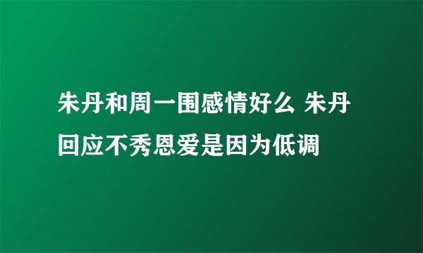 朱丹和周一围感情好么 朱丹回应不秀恩爱是因为低调