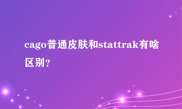 cago普通皮肤和stattrak有啥区别？