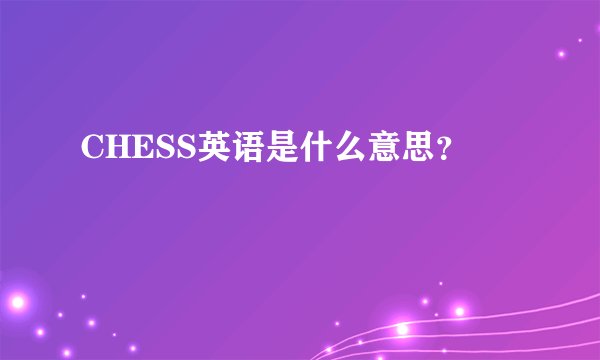 CHESS英语是什么意思？