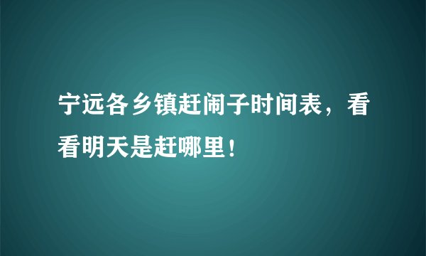 宁远各乡镇赶闹子时间表,看看明天是赶哪里!