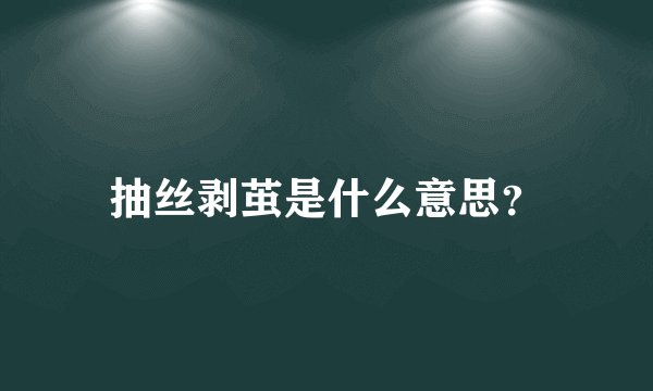 抽丝剥茧是什么意思？
