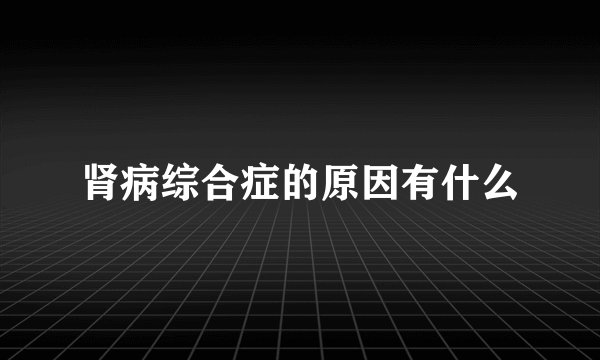肾病综合症的原因有什么