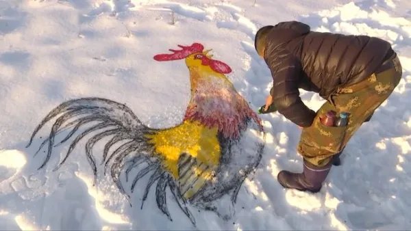 高手!东北大叔雪地画老虎吓野猪,为何会遭到网友的调侃?