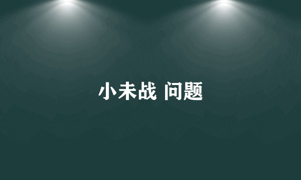 小未战 问题