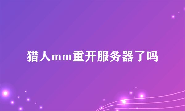 猎人mm重开服务器了吗