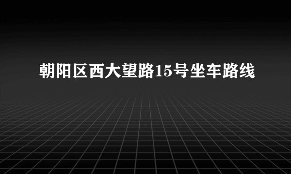 朝阳区西大望路15号坐车路线
