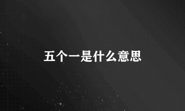 五个一是什么意思