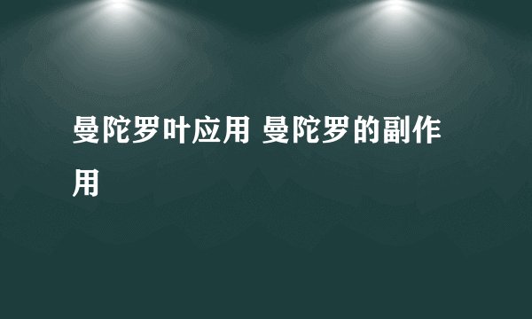 曼陀罗叶应用 曼陀罗的副作用
