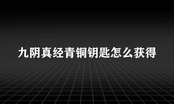 九阴真经青铜钥匙怎么获得