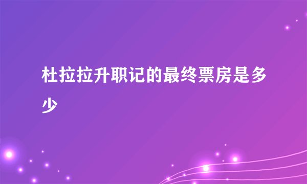 杜拉拉升职记的最终票房是多少