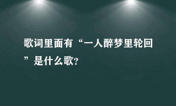 歌词里面有“一人醉梦里轮回”是什么歌？