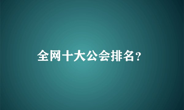 全网十大公会排名？