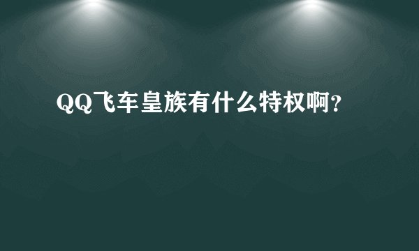 QQ飞车皇族有什么特权啊?