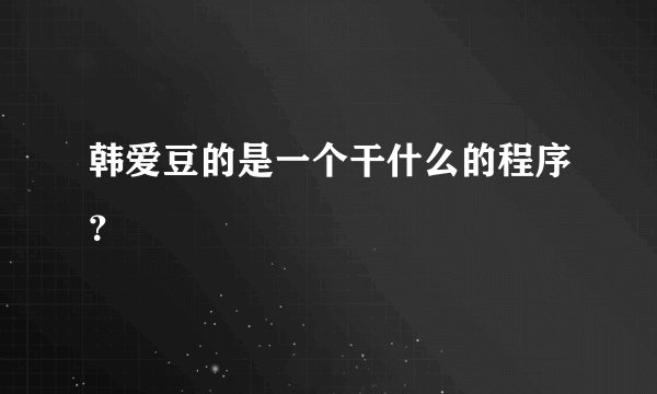 韩爱豆的是一个干什么的程序？