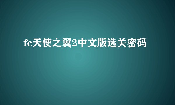 fc天使之翼2中文版选关密码