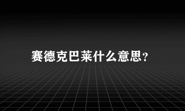赛德克巴莱什么意思？