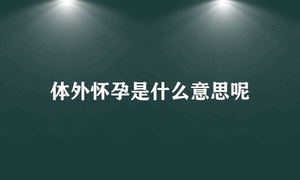 体外怀孕是什么意思呢