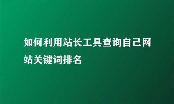 如何利用站长工具查询自己网站关键词排名