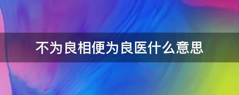 不为良相便为良医什么意思