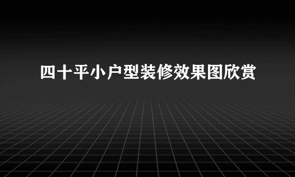 四十平小户型装修效果图欣赏