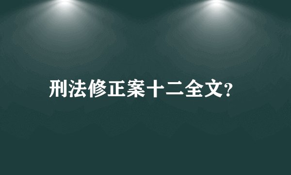 刑法修正案十二全文？