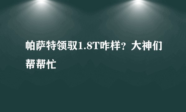 帕萨特领驭1.8T咋样？大神们帮帮忙