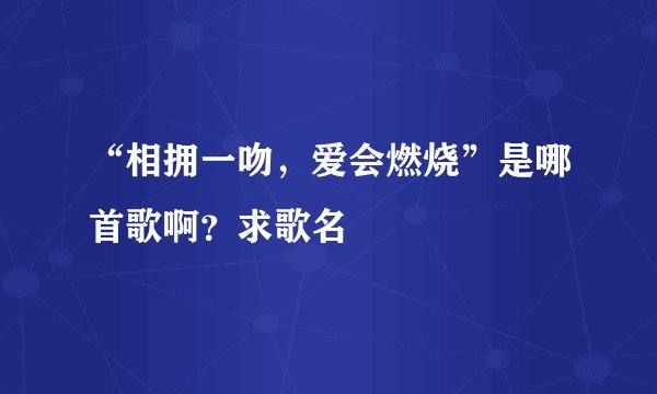 “相拥一吻，爱会燃烧”是哪首歌啊？求歌名