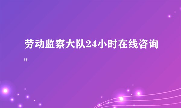 劳动监察大队24小时在线咨询