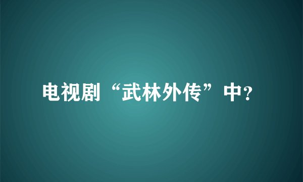 电视剧“武林外传”中？