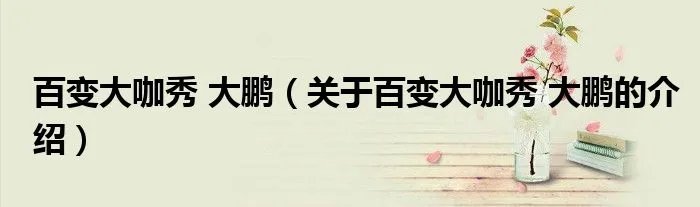 百变大咖秀 大鹏（关于百变大咖秀 大鹏的介绍）