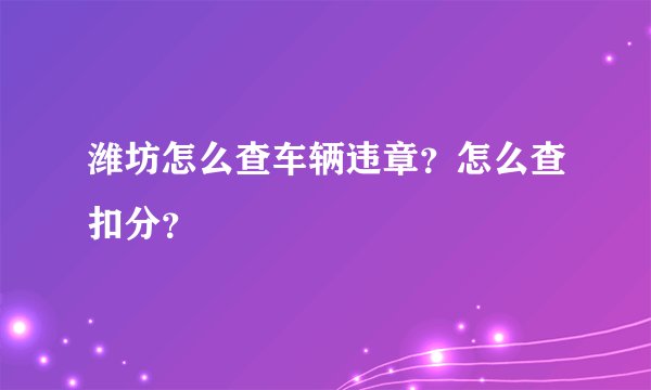 潍坊怎么查车辆违章？怎么查扣分？