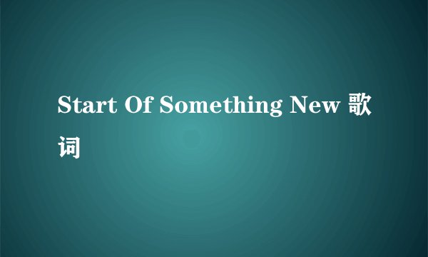 Start Of Something New 歌词