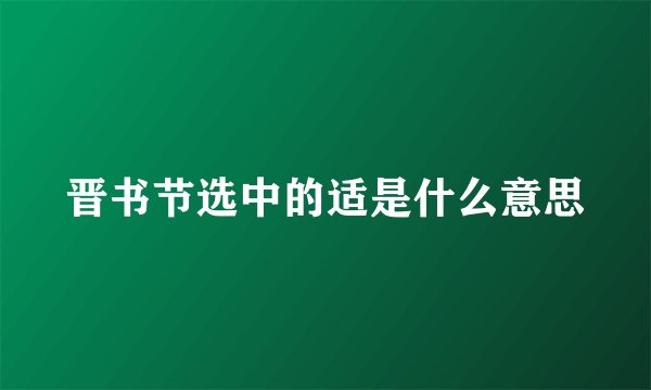晋书节选中的适是什么意思