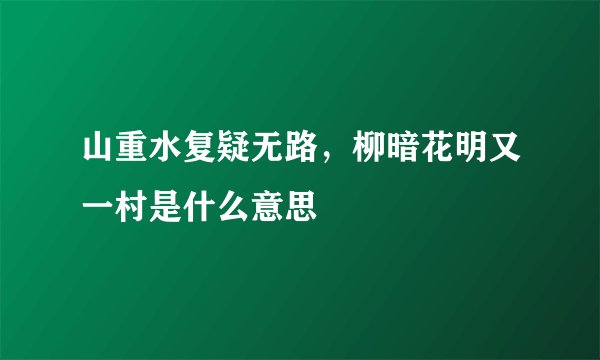 山重水复疑无路，柳暗花明又一村是什么意思