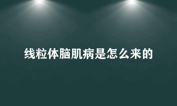 线粒体脑肌病是怎么来的