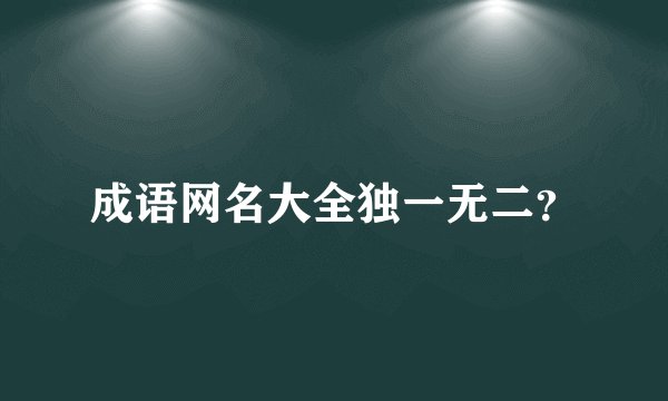 成语网名大全独一无二?