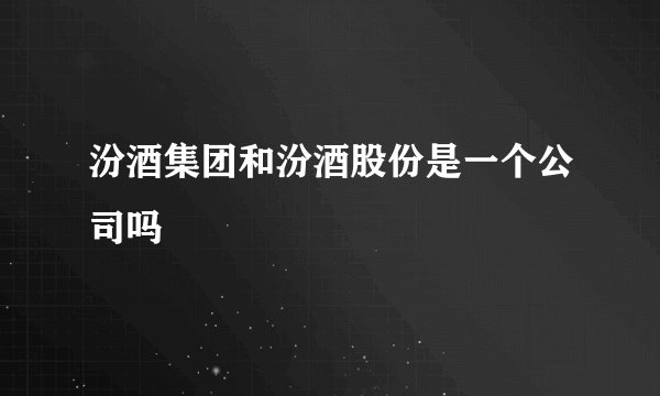 汾酒集团和汾酒股份是一个公司吗