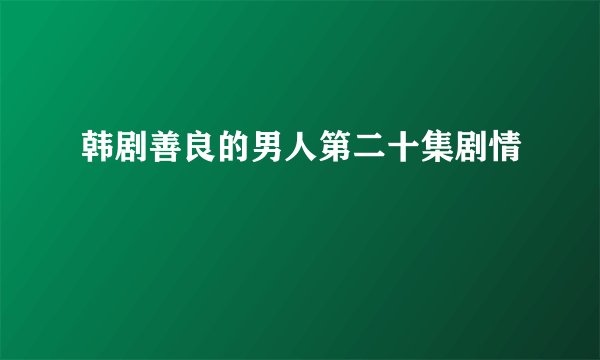 韩剧善良的男人第二十集剧情