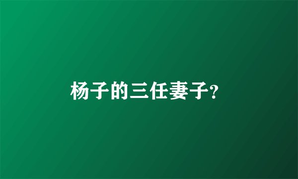 杨子的三任妻子？