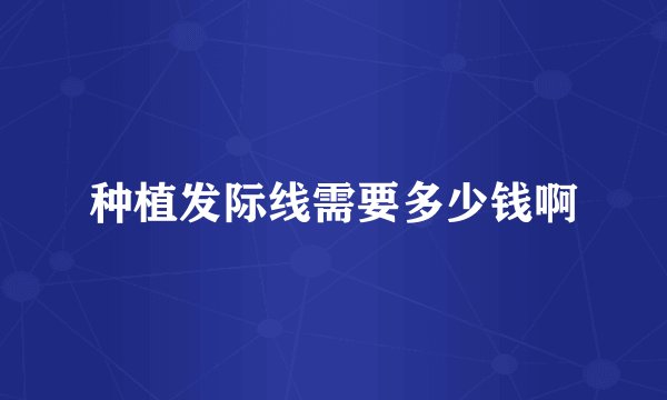 种植发际线需要多少钱啊